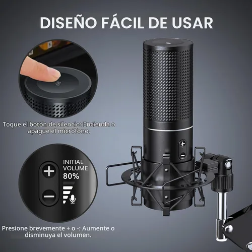 Vista 5 de TONOR Micrófono de podcast USB, kit de micrófono de transmisión de estudio para PC gaming para PS4/5/Discord/Twitch Gamer, equipo de condensador