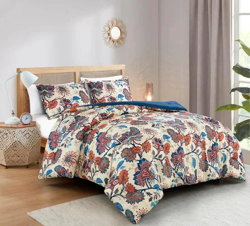 Vista 2 de Chezmoi Collection Azura Juego de Edredón Floral de 2 Piezas Tamaño Individual - Juego de Ropa de Cama de Microfibra Estampada Ligera Multicolor