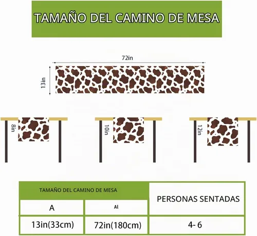 Vista 7 de Camino de mesa con estampado de vaca marrón, mantel con estampado de vaca para fiestas, granja, fiesta de cumpleaños, hogar, cocina, comedor