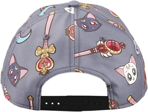 Vista 4 de Bioworld Sailor Moon Cats & Symbols All Over Print Sombrero El Snapback Gris, Gris