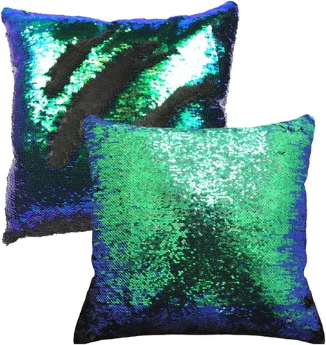 Vista 9 de MOCOFO Fundas de almohada decorativas de lentejuelas mágicas reversibles 16x16-2 de plata a oro + 2 de oro a negro de ante premium para habitación 4