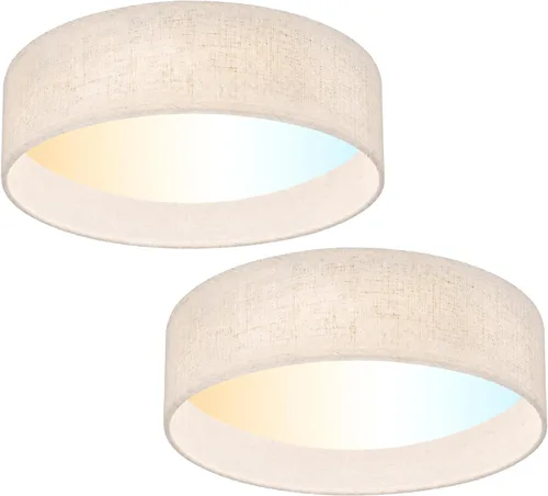 Vista 10 de Hamilyeah Lámpara de techo de montaje empotrado de 24W, lámpara de techo LED regulable con pantalla de tela beige de 5CCT, lámpara de techo