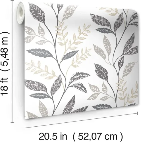 Vista 4 de Roommates RMK12178PLW - Papel tapiz para pelar y pegar, color blanco, color gris pardo