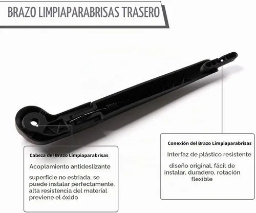 Vista 4 de Brazo y cuchilla del limpiaparabrisas trasero para Jeep Wrangler JK