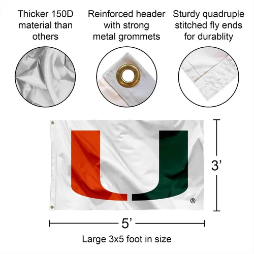 Vista 2 de Bandera de los Hurricanes Blanca 3x5