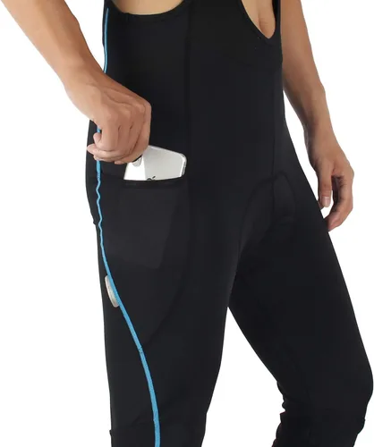 Vista 2 de Santic Mallas de ciclismo con peto para hombre, acolchadas, largas acolchadas con bolsillo