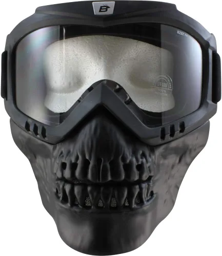 Vista 8 de Birdz Skullbird - Gafas protectoras acolchadas para motocicleta ATV, color negro, con cubrebocas