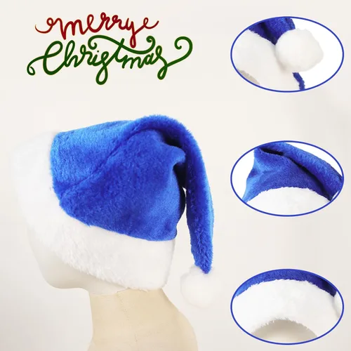 Vista 6 de Sombrero de Papá Noel de felpa multicolor para decoración de pelo de Navidad, unisex, sombrero de tela de terciopelo, disfraz de festival, cosplay