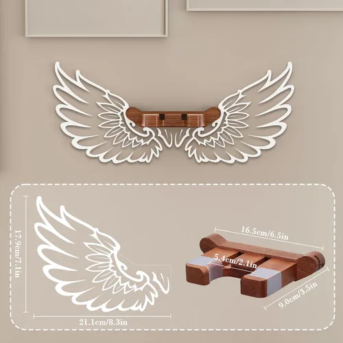 Vista 6 de CoolGift Mart Soporte de Pared para Guitarra con Alas de Ángel Luminosas, Colgador de Guitarra de Madera Acrílica con Alimentación USB