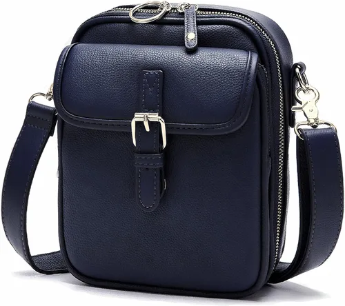 Vista 10 de Bolsos cruzados pequeños para mujeres de cuero vegano, carteras mensajero, monedero vintage antirrobo, bolsos de hombro con ranuras para tarjetas