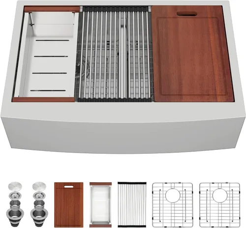 Vista 14 de Sarlai Fregadero de cocina de 30 unidades color negro, 30 x 22 pulgadas, fregadero de cocina de 30 x 22 pulgadas, fregadero de cocina de acero Acero