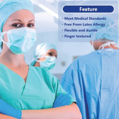 Vista 5 de Safe Health Nitrile Exam Gloves, 3.5 Mil, Bulk of 16 Cases, Latex Free, Powder Free, Blue, Medical Care, Nursing, Cleaning