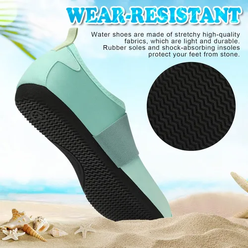 Vista 6 de VIFUUR Zapatos de agua para mujer y hombre, calcetines de agua descalzos para yoga, interiores y exteriores, playa, natación, surf, ejercicio