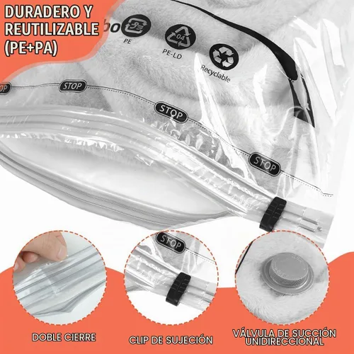 Vista 7 de Bolsas de almacenamiento al vacío, paquete de 6 bolsas medianas que ahorran espacio para edredones, mantas, ropa con bomba de mano, bolsas