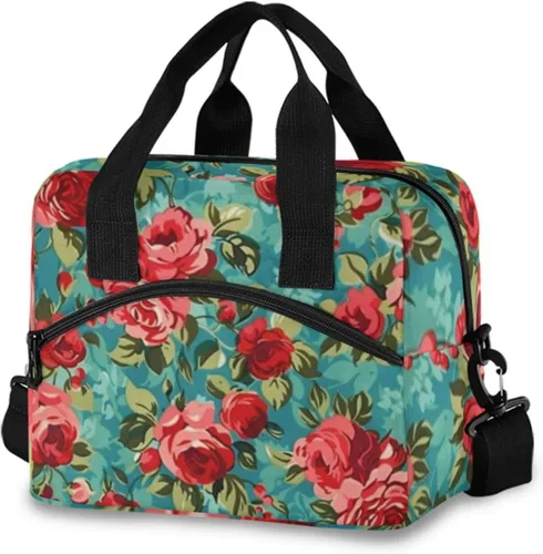 Vista 11 de Bolsas de almuerzo de alpaca con llama para mujer, con plantas tropicales, cactus, bolsa de almuerzo, resistente al agua, térmica, hielera