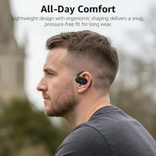 Vista 2 de 1Mii Auriculares E35 de oreja abierta, auriculares Bluetooth 6.0 verdaderamente inalámbricos, ganchos ajustables para todas las formas de oído
