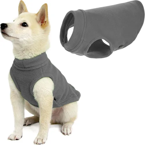 Vista 11 de Gooby - Chaleco de Vellón Elástico, Chaleco de Vellón Tipo Pullover Chaqueta Suéter para Perros, Azul Argyle, Extra Pequeño