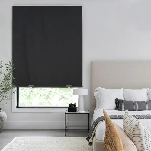 Vista 6 de LazBlinds 100% Blackout Roller Shades, 48"x72", Black Persianas inalámbricas sin herramientas, sin taladro, para ventanas, con aislamiento térmico