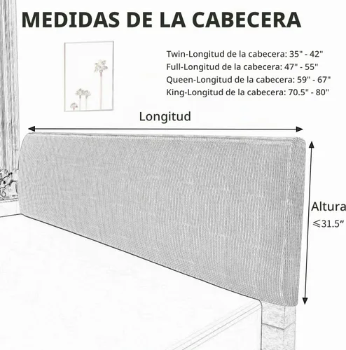 Vista 6 de Easy-Going Funda Elástica para Cabecera de Cama, Funda Pequeña Cuadrada de Jacquard para Cabecera, Cubierta Antipolvo para Cabecera de Cama