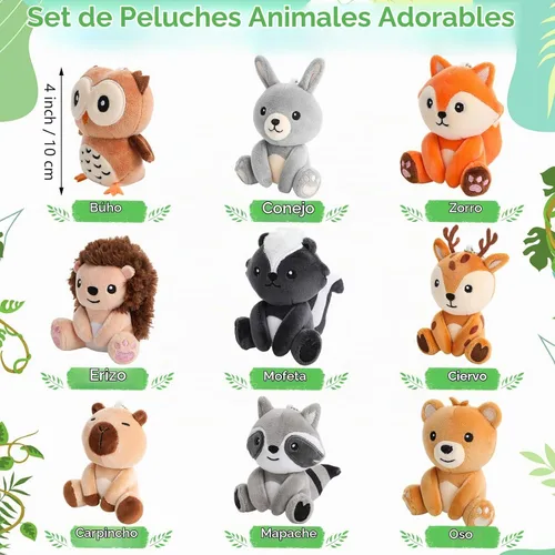 Vista 2 de Aoriher - Juego de 9 animales de peluche de bosque a granel de 4 pulgadas