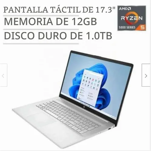 Vista 2 de HP Pantalla táctil de 17,3" 17-cp0035cl AMD Ryzen 5 5500U, memoria DDR4 de 12 GB, disco duro de 1 TB, cámara web, Bluetooth, Windows 11