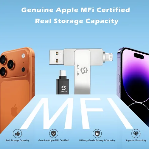 Vista 16 de True Capacity 256 GB MFi certificado iPhone Photo Stick, unidad flash 3