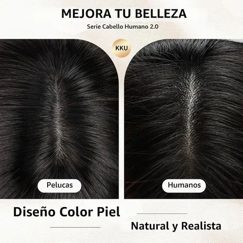 Vista 4 de KKU Pelucas de cabello humano de 16 pulgadas para mujer, peluca de cabello lacio en capas con flequillo, realismo natural, pelucas de cabello real