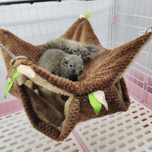 Vista 7 de Hamaca de animales pequeños, hamaca colgante de hámster y túnel de cama cálida jaula de nido para colgar túnel y hamaca para planeador de azúcar