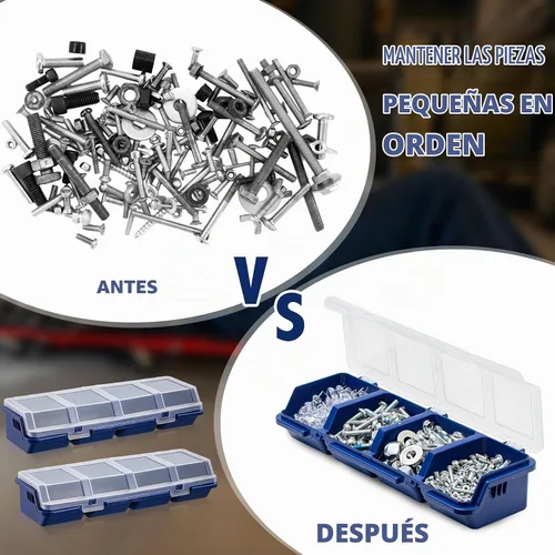 Vista 4 de Hushee - Caja organizadora de 4 tornillos con tapa, 4 compartimentos