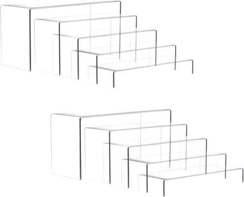Vista 11 de Anglelife - Juego de 2 grandes elevadores de acrílico, 8 piezas de soporte de exhibición acrílico transparente rectangular, estante elevador