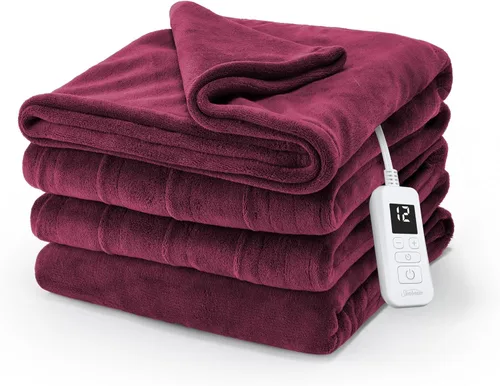 Vista 8 de Sunbeam Manta eléctrica de microfelpa calefactada Royal Luxe, 12 ajustes de calor, apagado automático de 12 horas, calentamiento rápido, cálida