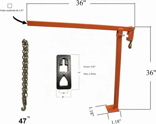 Vista 3 de Extractor de poste en T, extractor de poste de valla resistente con cadena de elevación de 47 pulgadas y tirador de placa en T, extractor de poste