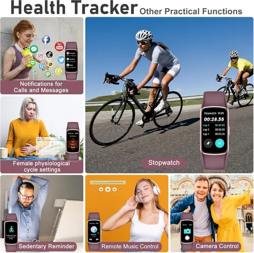 Vista 3 de Rastreador de actividad física con frecuencia cardíaca 24/7, oxígeno en sangre, rastreador de sueño, reloj de fitness impermeable de 1.47 pulgadas