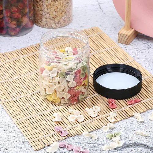 Vista 7 de OUSHINAN 48 frascos de plástico de 8 onzas con tapas de rosca, etiquetas, recipientes redondos vacíos rellenables para almacenar alimentos secos