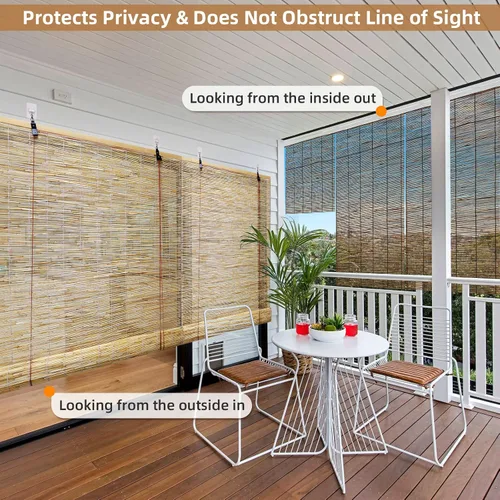 Vista 5 de Persianas de bambú para ventanas, persianas de bambú para patio, aislamiento térmico, privacidad UV, persianas enrollables de bambú para ventanas