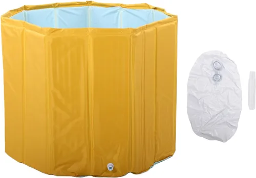 Vista 6 de Mingzhe Inflatable Bathtub for Adult, 31.50x25.59in Foldable PVC Soaking Yellow
