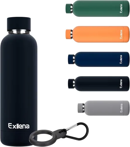 Vista 10 de Exllena Botella de agua pequeña de 12 onzas con clip, doble pared de acero inoxidable al vacío, pequeña botella de agua aislada que mantiene