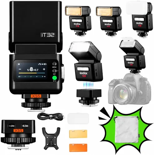Vista 12 de GODOX Flash de cámara iT32 TTL con disparador X5C para Canon EOS R10, R7