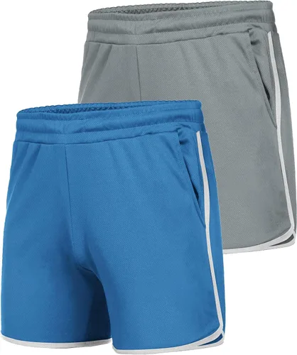 Vista 4 de COOFANDY Pantalones cortos de entrenamiento para hombre de 5 pulgadas, paquete de 2 pantalones cortos deportivos de secado rápido con bolsillos