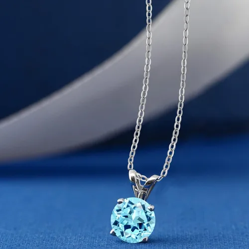 Vista 78 de Gem Stone King Collar con colgante solitario de plata de ley 925 de 0.236 in con piedra natal redonda Collar de 4 puntas para mujer Con cadena