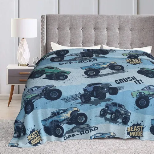 Vista 8 de Perinsto Manta de Monster Trucks, ultra suave y cálida para todas las estaciones, manta decorativa de forro polar para niños, regalos para niños