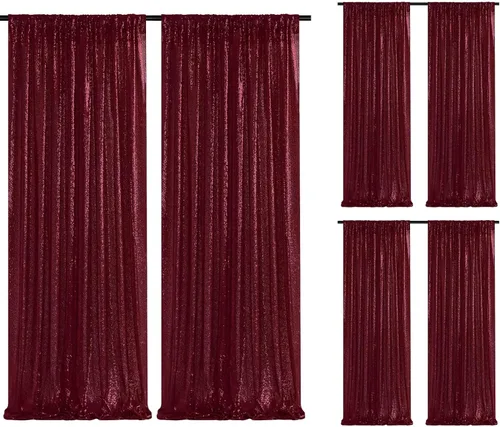 Vista 73 de Cortinas de fondo de lentejuelas con purpurina azul bebé, 2 piezas de 2 x 8 pies, telón de fondo de fiesta de baby shower para niños, hermosas