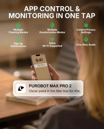 Vista 6 de PETKIT Purobot Max Pro2 - Caja de arena automática para gatos con cámara AI