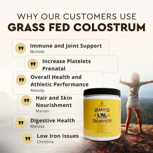 Vista 7 de Ancestral Supplements Polvo de Calostro Bovino - Alimentado con Hierba, Liofilizado, Apoyo Inmunológico y Salud Intestinal, 120 Porciones