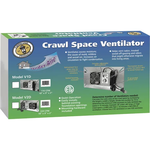 Vista 3 de Ventilador Tjernlund modelo Underaire, para reducir la humedad en sótanos, Gris, 1
