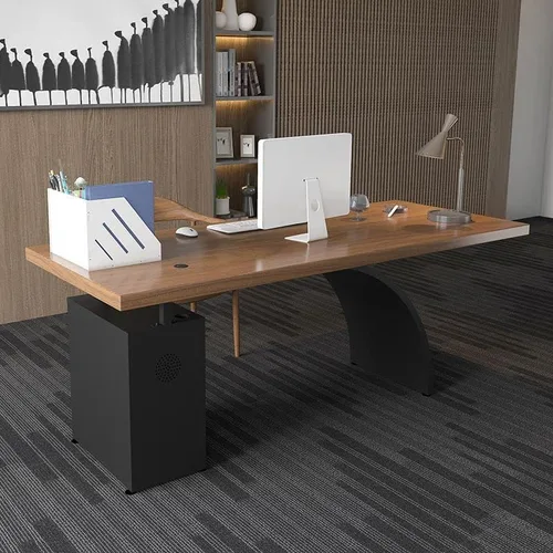 Vista 4 de Escritorio para computadora con almacenamiento de CPU, escritorio de esquina de madera rústica, mesa de escritura, escritorio para estudiantes