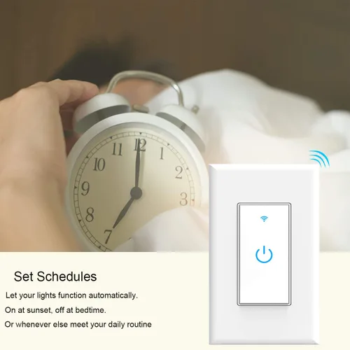 Vista 3 de Lesim Interruptor inteligente WiFi Interruptor de luz WiFi funciona con Alexa Google Home 2 paquetes