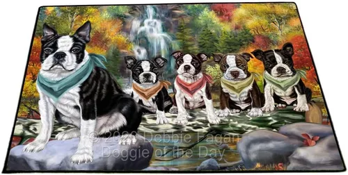 Vista 19 de Doggie of the Day Boston Terrier Dogs Floor Mat - 4th of July Independence Day - Best Dog Doormat - Protector Decor - Unique Portrait Art - Premium