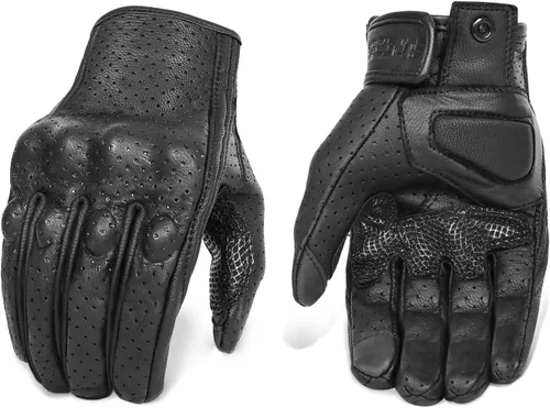 Vista 9 de Guantes de motocicleta de piel de cabra de dedo completo con pantalla táctil, para hombre y mujer, sin perforaciones, tallas S, M, L, XL y XXL