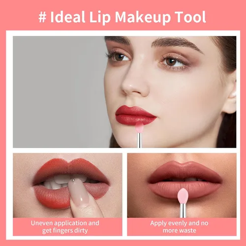 Vista 4 de Aplicadores de máscara de labios reutilizables, juego de 6 brochas de silicona para labios y lápiz labial